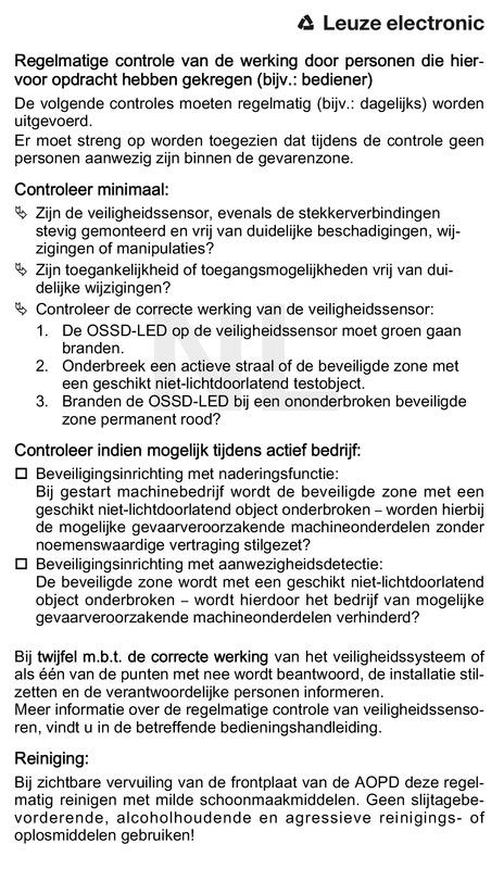 Leuze Safety Sticker Set 2 Stick-on label Turkey