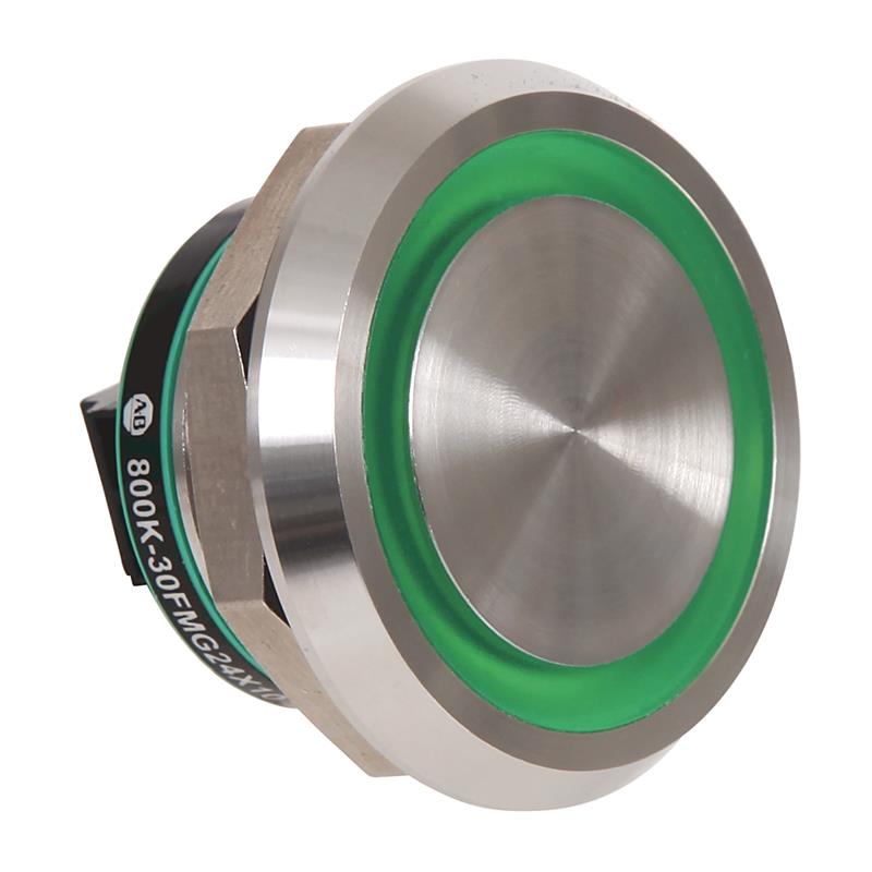 Allen Bradley 800K-30FMG24X10E100H 800K 305mm Piezo Push Button 24V AC/DC Illuminated Green 1 NO Text Turkey