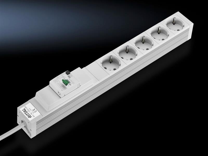 Rittal DK 7240.280 DK Socket strip, CEE 7/3 (type F), 5-way, 250 V, 16 A, LHD: 482,6x44x44 mm, With FI switch Turkey
