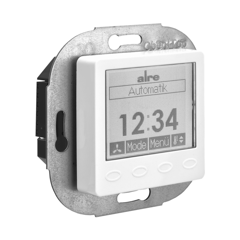Alre KTRRUu217.456#07/V2 Room thermostat with timer, heating/cooling, flush-mounted, 230V AC, cover 50x50mm, pure white, gloss Turkey