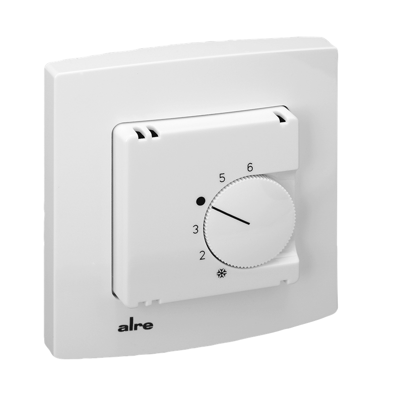 Alre RTBSU-401.000#21 Room thermostat, flush-mounted, 230V AC, NC contact, alre frame, cover 50x50mm, pure white, gloss Turkey