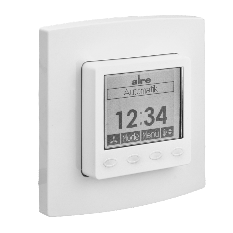 Alre KTRRUu257.456#21/V2 Room thermostat with timer, heating/cooling, flush-mounted, 24V AC/V DC, alre frame, cover 50x50mm, pure white, gloss Turkey