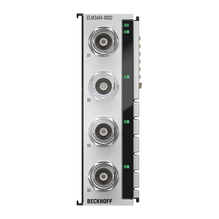 Beckhoff ELM3604-0002 EtherCAT Terminal, 4-channel analog input, IEPE/accelerometer, 24 bit, 20 ksps, BNC Turkey