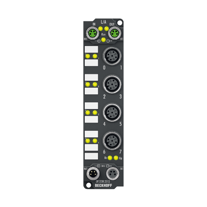 Beckhoff EP2338-2002 EtherCAT Box, 8-channel digital combi, 24 V DC, 10 µs, 05 A, M12 Turkey