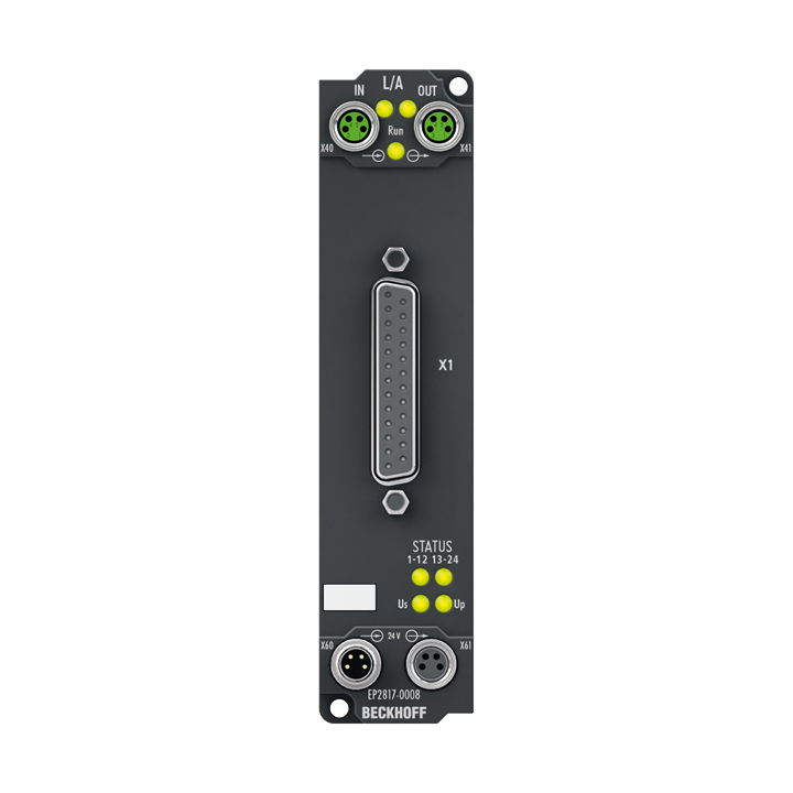 Beckhoff EP2817-0008 EtherCAT Box, 24-channel digital output, 24 V DC, 05 A, D-sub Turkey