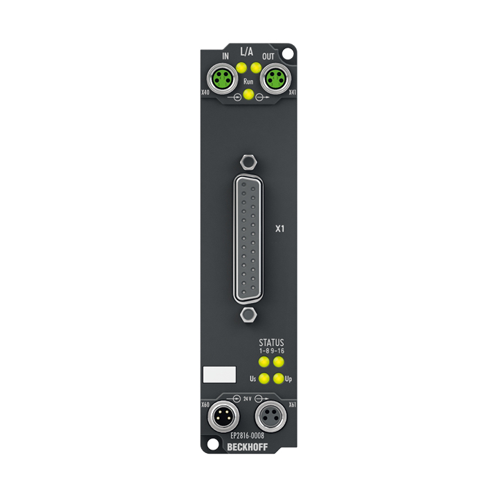 Beckhoff EP2816-0008 EtherCAT Box, 16-channel digital output, 24 V DC, 05 A, D-sub Turkey