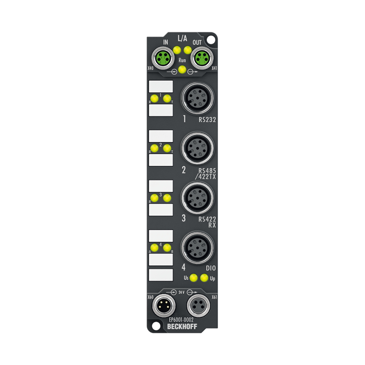 Beckhoff EP6001-0002 EtherCAT Box, 1-channel communication interface, serial, RS232/RS422/RS485, M12 Turkey