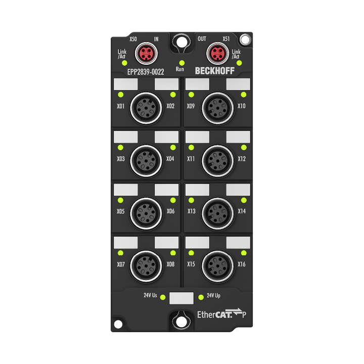 Beckhoff EPP2839-0022 EtherCAT P Box, 16-channel digital output, 24 V DC, 05 A, M12, with diagnosticsNew Turkey
