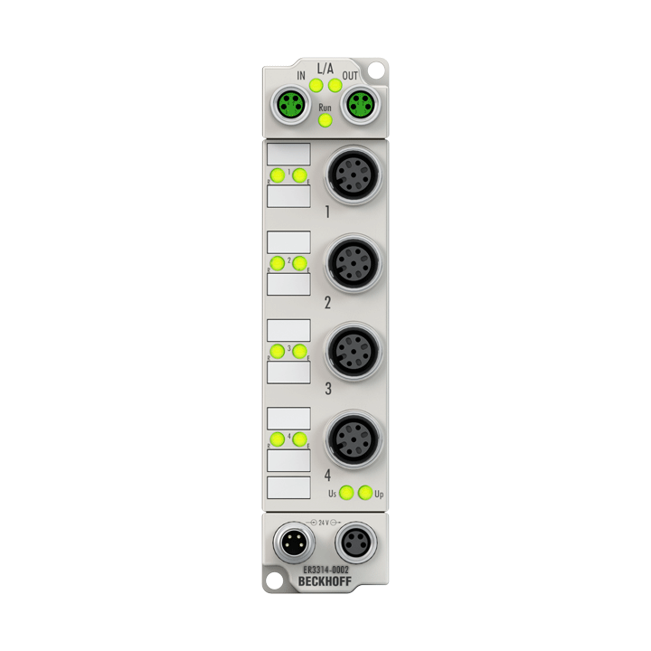 Beckhoff ER3314-0002 EtherCAT Box, 4-channel analog input, temperature, thermocouple, 16 bit, M12, zinc die-cast Turkey