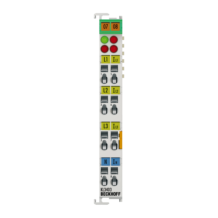 Beckhoff KL3403 Bus Terminal, 3-channel analog input, power measurement, 500 V AC, 1 A, 16 bit Turkey