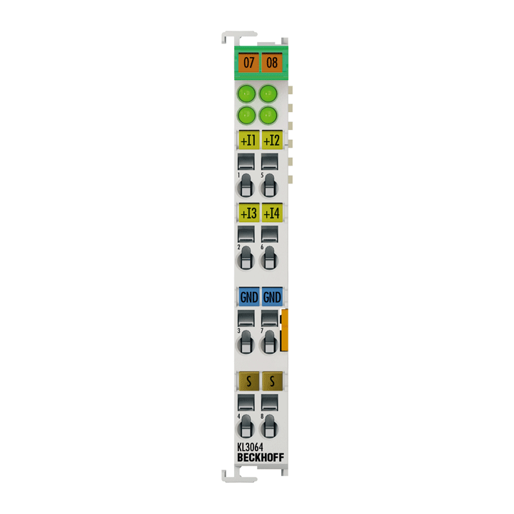 Beckhoff KL3064 Bus Terminal, 4-channel analog input, voltage, 0…10 V, 12 bit, single-ended, with shield connector Turkey