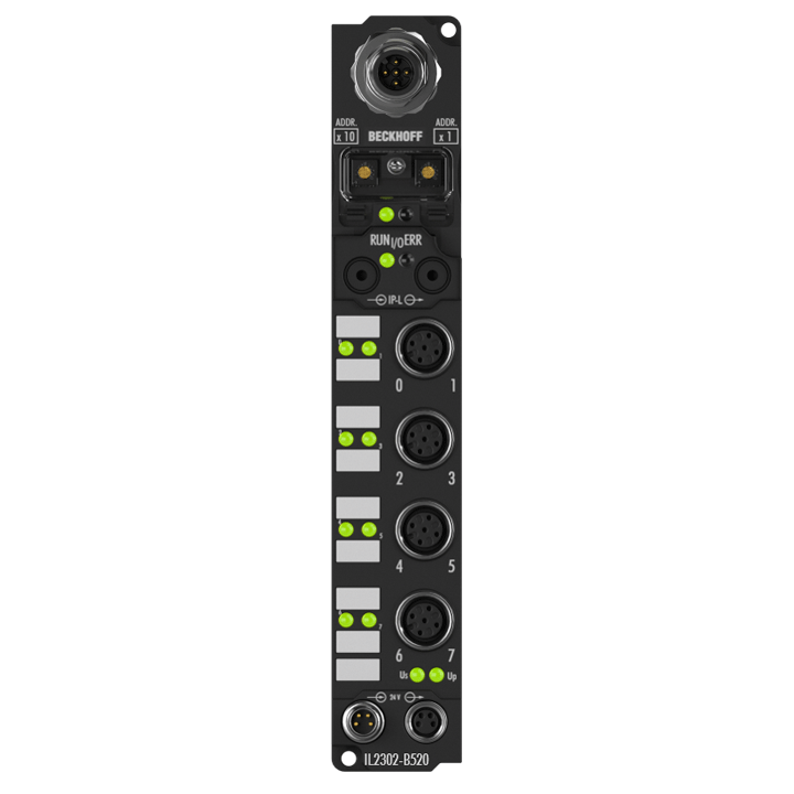 Beckhoff IL2302-B520 Coupler Box, 4-channel digital input + 4-channel digital output, DeviceNet, 24 V DC, 3 ms, 05 A, M12 Turkey