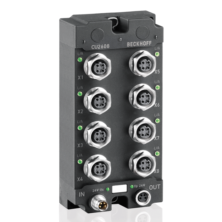 Beckhoff CU2608 Infrastructure, 8-port switch, Ethernet, 100 Mbit/s, 24 V DC, M12 Turkey