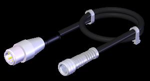 Euchner C-M08F03-02X025PU05,0-M12M04-095357 Connecting cable with 2 plug connectors M8 and M12, 5 m