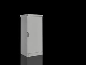 Rittal CS 9783.530 Outdoor Basic enclosure, WHD: 600x1200x500 mm, aluminium, with 100 mm transport plinth and rain canopy, single door at the front