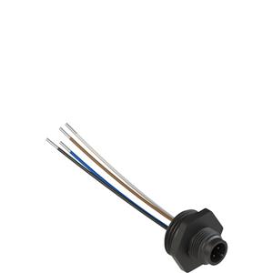 Pizzato VF CNP4MM M12 plastic male wired connector, 4 poles, for M20 threads