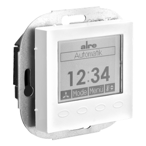Alre KTRRUu257.456#57/V2 Room thermostat with timer, heating/cooling, flush-mounted, 24V AC/VDC, cover 55x55mm, pearl white, gloss