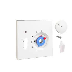 Alre JZ-035.410 Cover set for room thermostat RTBSU, 70×70 for JUNG LS, pearl white (RAL 1013) gloss