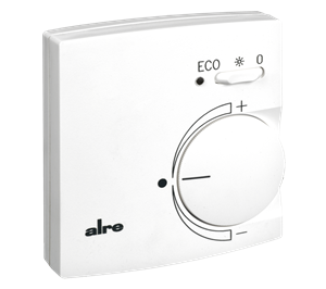Alre KTRVB-052.245 Room thermostat, heating/cooling, surface-mounted, 24V AC/V DC, output 0…10V/10…0V, 2-/4-tube, off/comfort/ECO switch