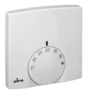 Alre RTBSB-201.002 Room thermostat, surface-mounted super flat, 5…30…°C, 230V AC, 2(1)A, NC contact, ECO function