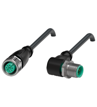 Pepperl+Fuchs V1-G-BK15M-PVC-U-V1-W Cordset M12 socket straight to M12 plug angled A-coded, 4-pin, PVC cable black, UL approved