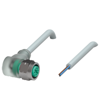 Pepperl+Fuchs V1-WV4A-E2-2M-PUR Female cordset single-ended M12 angled stainless steel 14404, A-coded, LED 3-pin, PUR cable grey