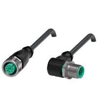 Pepperl+Fuchs V11-G-BK5M-PVC-U-V11-W Cordset M12 socket straight to M12 plug angled A-coded, 3-pin, PVC cable black, UL approved