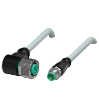 Pepperl+Fuchs V11-W-3M-PUR-V3-GM Cordset M12 socket angled to M8 plug straight A-coded, 3-pin, PUR cable grey