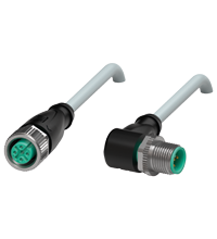 Pepperl+Fuchs V15-G-1,5M-PUR-ABG-V15-W Cordset M12 socket straight to M12 plug angled A-coded, 5-pin, PUR cable grey, shielded