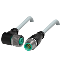 Pepperl+Fuchs V15-W-5M-PVC-V15-G Cordset M12 socket angled to M12 plug straight A-coded, 5-pin, PVC cable grey