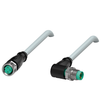 Pepperl+Fuchs V3-GM-1M-PUR-V3-WM Cordset M8 socket straight to M8 plug angled A-coded, 3-pin, PUR cable grey