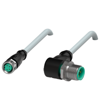Pepperl+Fuchs V31-GM-2M-PVC-V11-W Cordset M8 socket straight A-coded 4-pin to M12 plug angled A-coded 3-pin, PVC cable grey