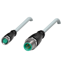 Pepperl+Fuchs V31-GM-5M-PUR-V11-G Cordset M8 socket straight A-coded 4-pin to M12 plug straight A-coded 3-pin, PUR cable grey