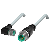 Pepperl+Fuchs V31-WM-2M-PUR-V1-G Cordset M8 socket angled to M12 plug straight A-coded, 4-pin, PUR cable grey