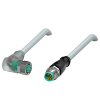 Pepperl+Fuchs V31-WM-A2-2M-PUR-V31-GM Cordset M8 socket angled A-coded LED 4-pin to M8 plug straight A-coded 4-pin, PUR cable grey