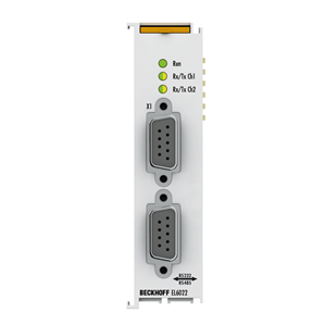 Beckhoff EL6022 EtherCAT Terminal, 2-channel communication interface, serial, RS422/RS485, D-sub
