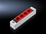 Rittal DK 7856.240 DK PSM Plus socket module, CEE 7/3 (type F), 4-way, red, non-switchable