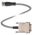 Pepperl+Fuchs V1-G-5M-PUR-ABG-SUBD15 Adapter cable M12 socket straight A-coded 4-pin to Sub-D-plug 15-pin, PUR cable grey, shielded