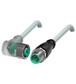 Pepperl+Fuchs V1-W-A2-2M-PVC-V1-G Cordset M12 socket angled A-coded LED 4-pin to M12 plug straight A-coded 4-pin, PVC cable grey