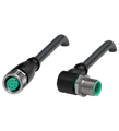 Pepperl+Fuchs V19-G-BK5M-PUR-U-V19-W Cordset M12 socket straight to M12 plug angled A-coded, 8-pin, PUR cable black, UL approved