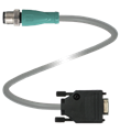 Pepperl+Fuchs V1S-G-2M-PUR-SUBD9 Cable connector, M12, 4-pin, PUR cable on Sub-D female connector, 9-pin