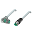 Pepperl+Fuchs V3-WM-E2-1,5M-PUR-V3-GM Cordset M8 socket angled A-coded LED 3-pin to M8 plug straight A-coded 3-pin, PUR cable grey