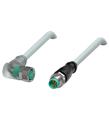 Pepperl+Fuchs V31-WM-A2-2M-PUR-V31-GM Cordset M8 socket angled A-coded LED 4-pin to M8 plug straight A-coded 4-pin, PUR cable grey