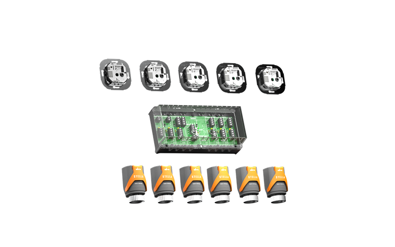 Alre SET 32 Set for fully automatic hydraulic balancing consisting of 5 flush-mounted room thermostats, 1 terminal strip and 6 actuators Turkiye