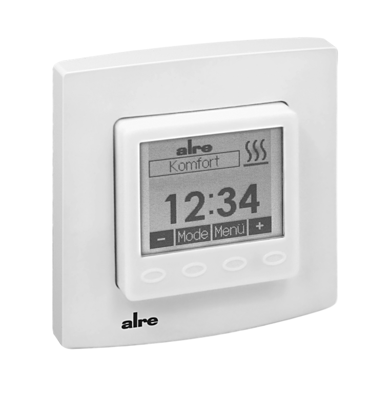 Alre HTRRUu210.021#21/V2 Room/underfloor temperature controller with timer, flush-mounted, alre frame, cover 50x50mm, pure white, gloss Turkiye