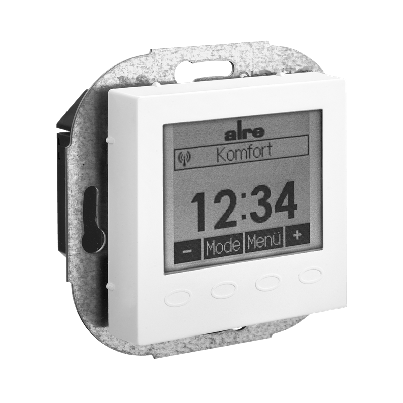 Alre FTRFUd210.123#59 Wireless room temperature sensor with timer, flush-mounted, cover 55x55mm, traffic/studio white, gloss Turkiye