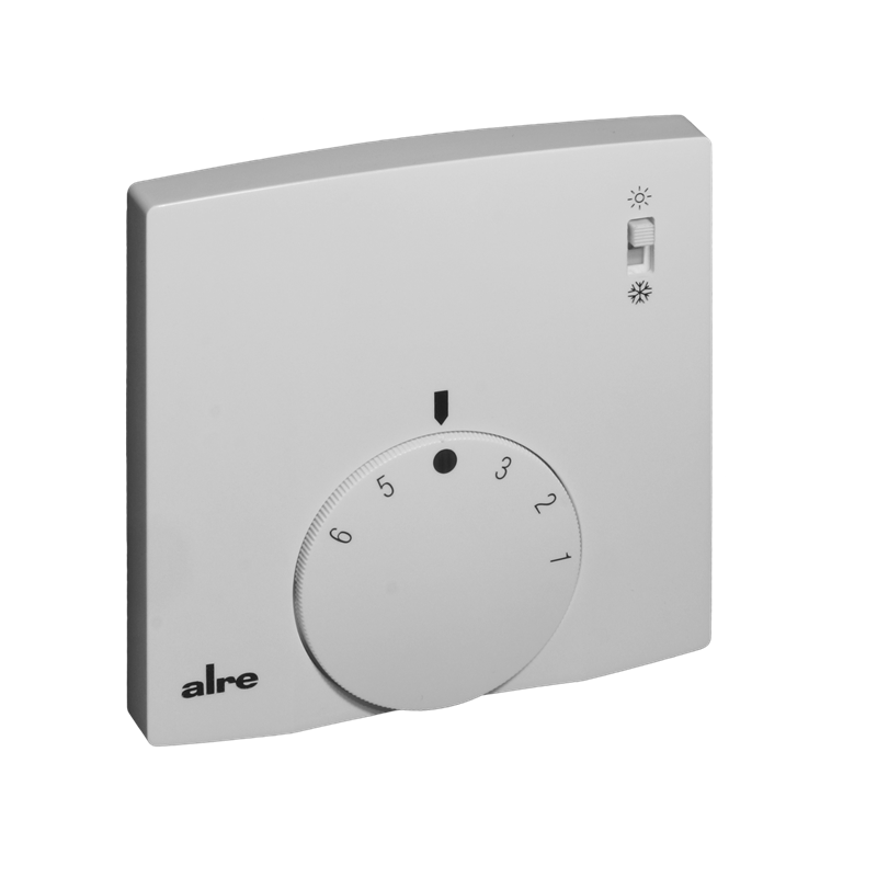 Alre RTBSB-201.065/02 Room thermostat, surface-mounted super flat, 5…30…°C, 230V AC, 2(1)A, two-way contact, heating/cooling switch, scale *…6 Turkiye