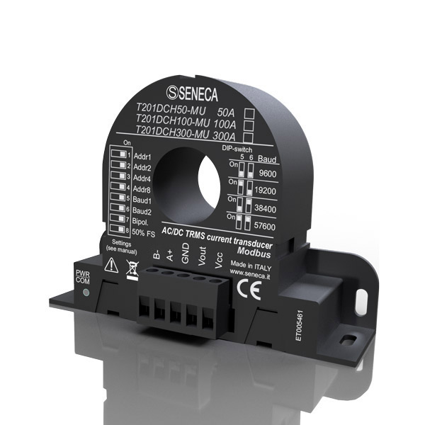 Seneca T201DCH300-MU AC/DC contactless TRMS current (± 300 A) transducer, Hall Effect with 010 V AO/alarm output and ModBUS interface Turkiye