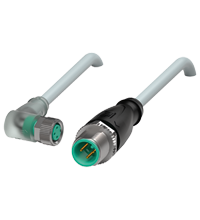 Pepperl+Fuchs V3-WM-E2-2M-PUR-V11-G Cordset M8 socket angled A-coded LED 3-pin to M12 plug straight A-coded 3-pin, PUR cable grey Turkiye