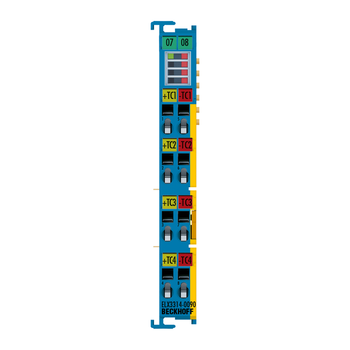 Beckhoff ELX3314-0090 EtherCAT Terminal, 4-channel analog input, temperature, thermocouple, 16 bit, Ex i, TwinSAFE SC Turkiye